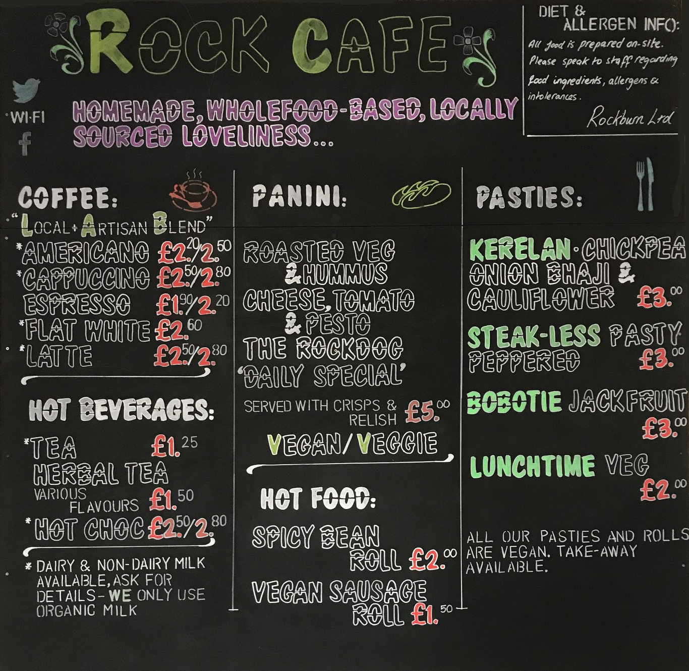 rockburns updated lunchtime menu for 2021/2022